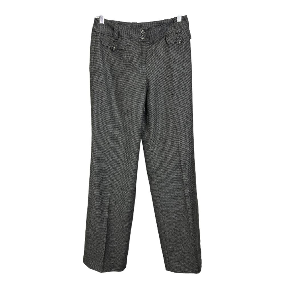 Ann Taylor Women's Sz 0 Margo Trousers Pants Gray Plaid Lined Mid-Rise Wool NWT